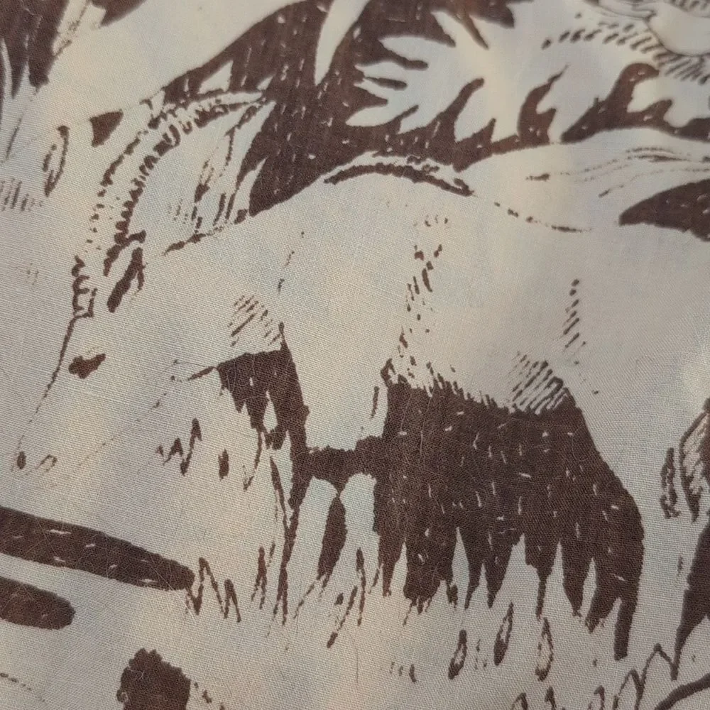 vintage JCPenney Safari animal round tablecloth tan brown‎